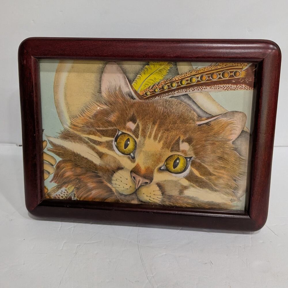 Vintage Adrienne Ségur Puss in Boots Framed Cat Print Golden Book of Fairy Tales